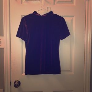 Burgundy velvet turtle neck short sleeve